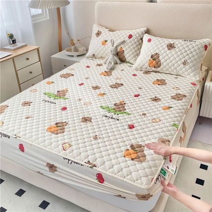 九亭家纺 2024新款A类全棉抗菌夹棉床笠 全棉-鳄鱼萌宠