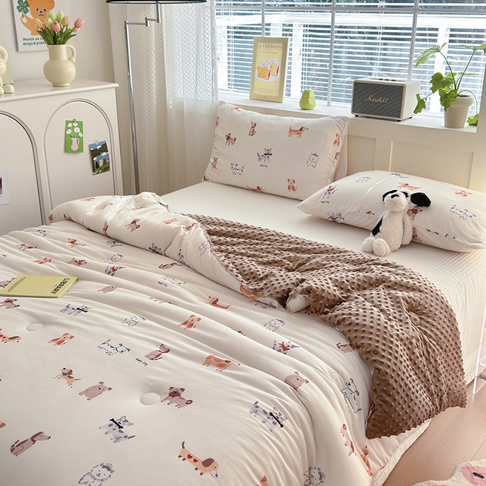 91家纺网 家纺一手货源 找家纺 荔禾家居 2024新款A类针织棉软糯大豆纤维豆豆被 汪汪队