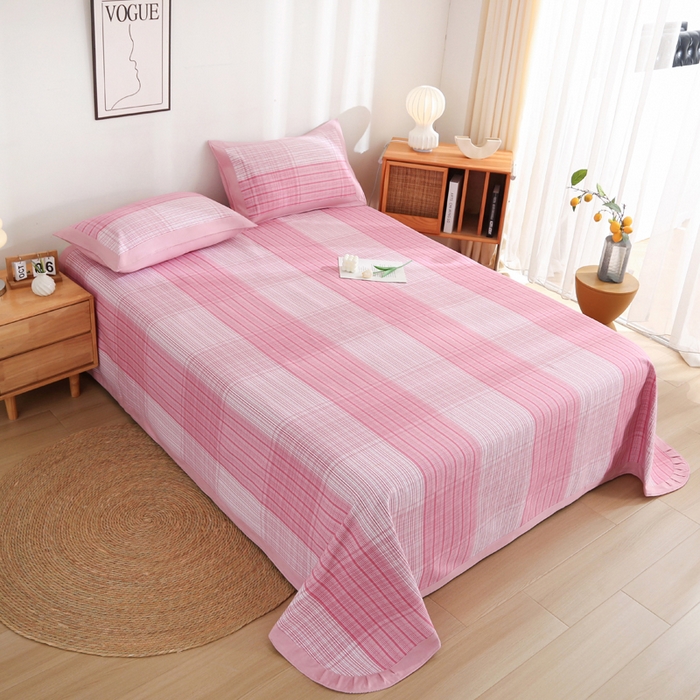 91家纺网 家纺一手货源 找家纺 首爱 2025新款全棉加厚宽边老粗布凉席三件套 乐清