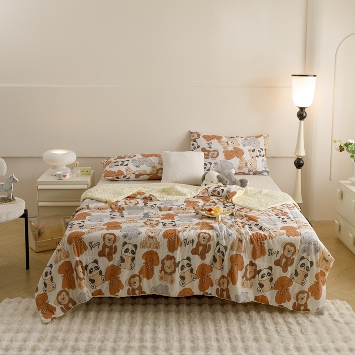 91家纺网 家纺一手货源 找家纺 绒梦里 2024新款小凉皮凉感冰豆豆ins夏被直播爆款夏凉被空调被 宠物派