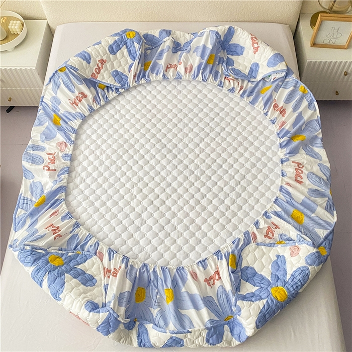 91家纺网 家纺一手货源 找家纺 九亭家纺 2024新款A类全棉抗菌夹棉床笠 全棉-水蜜桃兰