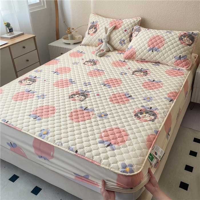 91家纺网 家纺一手货源 找家纺 九亭家纺 2024新款A类全棉抗菌夹棉床笠 全棉-甜美女生