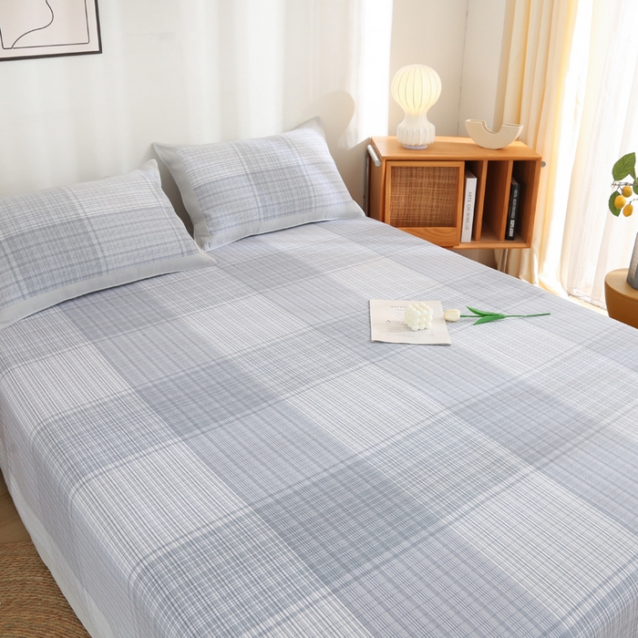 91家纺网 家纺一手货源 找家纺 首爱 2025新款全棉加厚宽边老粗布凉席三件套 云中