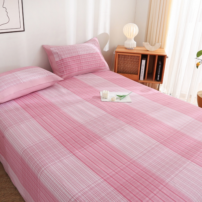 91家纺网 家纺一手货源 找家纺 首爱 2025新款全棉加厚宽边老粗布凉席三件套 乐清