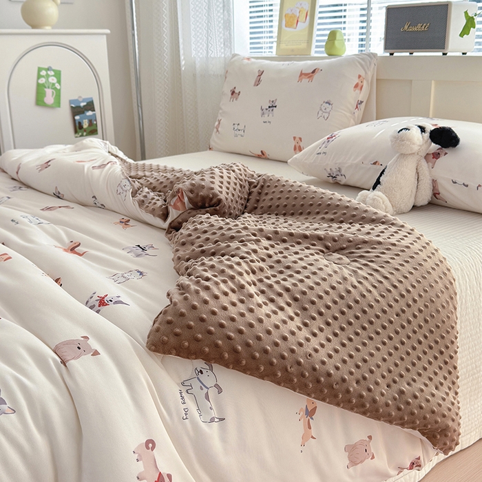 91家纺网 家纺一手货源 找家纺 荔禾家居 2024新款A类针织棉软糯大豆纤维豆豆被 汪汪队