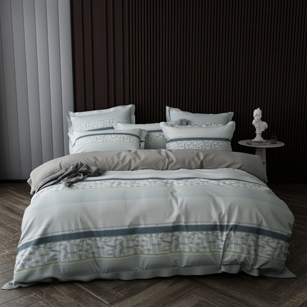 91家纺网 家纺一手货源 找家纺 栩裕纺织 2024新款柔柔棉数码印花四件套 洛梵-灰