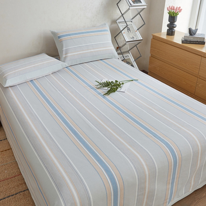 91家纺网 家纺一手货源 找家纺 首爱 2025新款全棉加厚宽边老粗布凉席三件套 扶风