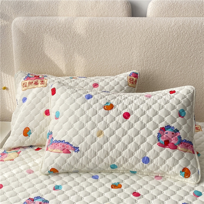 91家纺网 家纺一手货源 找家纺 九亭家纺 2024新款A类全棉抗菌夹棉床笠 全棉-暴富龙