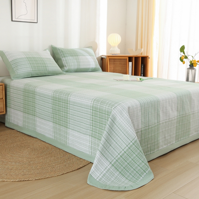 91家纺网 家纺一手货源 找家纺 首爱 2025新款全棉加厚宽边老粗布凉席三件套 宣武