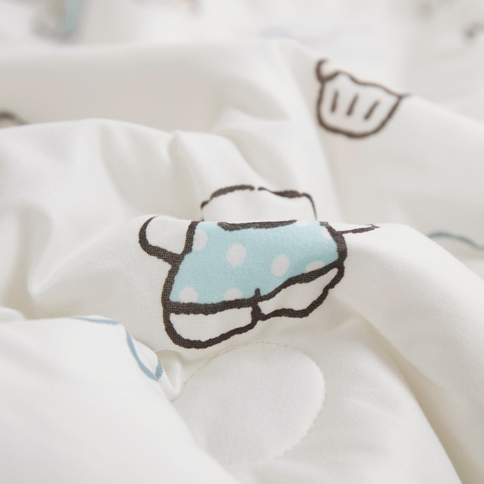 91家纺网 家纺一手货源 找家纺 丝涟家居 2025新款A类双面针织棉卡通小清新滚绳工艺夏被 布丁狗