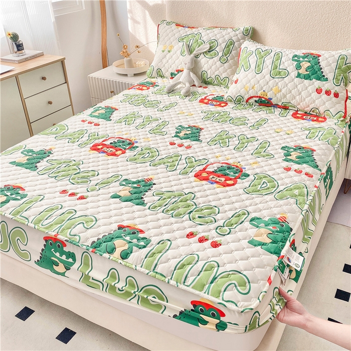 91家纺网 家纺一手货源 找家纺 九亭家纺 2024新款A类全棉抗菌夹棉床笠 全棉-鳄鱼日记