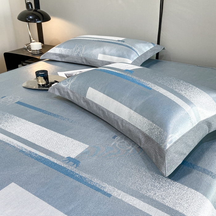 91家纺网 家纺一手货源 找家纺 由有2024升级款A类抗菌高精密色织提花可水洗冰丝凉席三件套/床笠款  时尚派