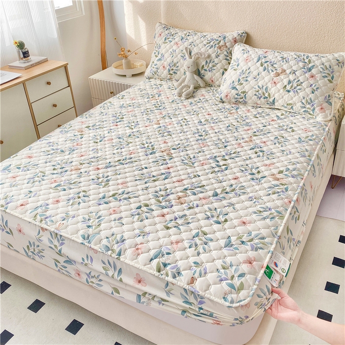 91家纺网 家纺一手货源 找家纺 九亭家纺 2024新款A类全棉抗菌夹棉床笠 全棉-轻纱漫舞