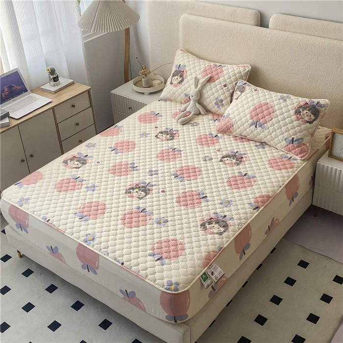 91家纺网 家纺一手货源 找家纺 九亭家纺 2024新款A类全棉抗菌夹棉床笠 全棉-甜美女生