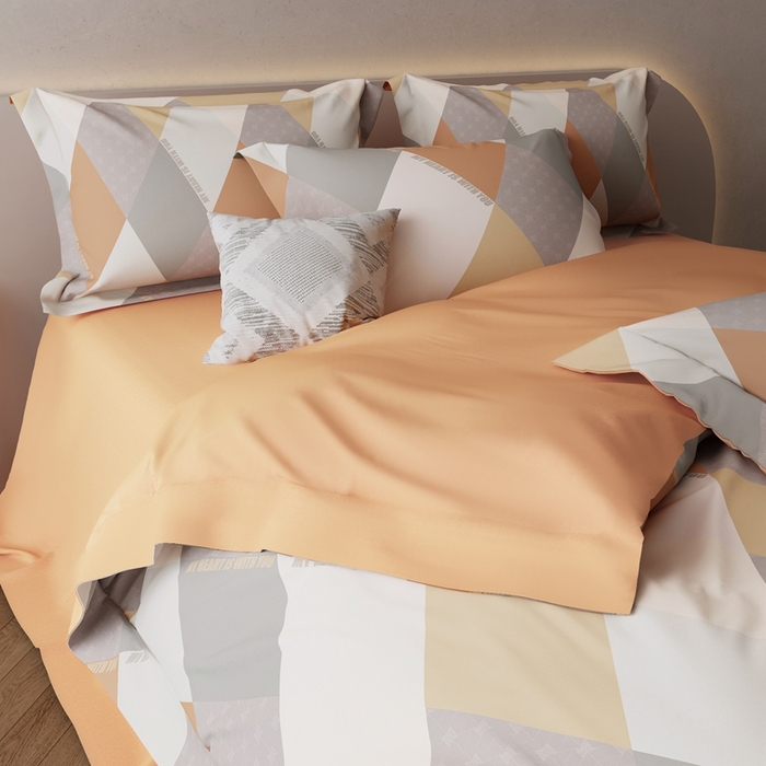 91家纺网 家纺一手货源 找家纺 栩裕纺织 2024新款柔柔棉数码印花四件套 贝拉-橙