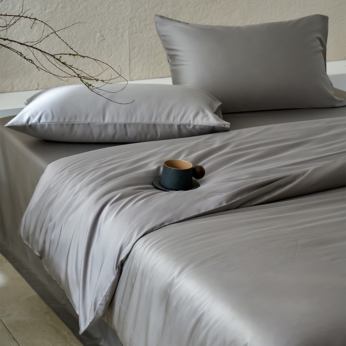 91家纺网 家纺一手货源 找家纺 沐晴家纺 2024新款天丝棉四件套 典雅灰（大理石灰）