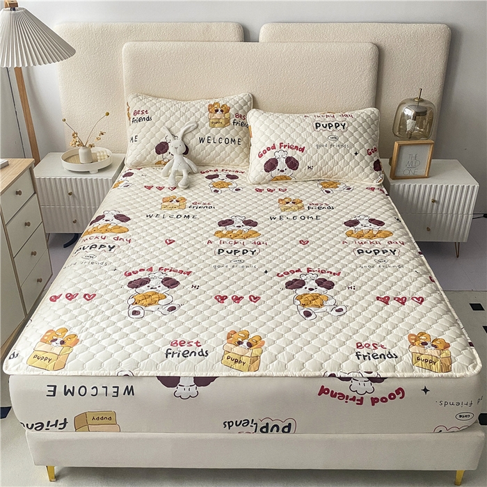 91家纺网 家纺一手货源 找家纺 九亭家纺 2024新款A类全棉抗菌夹棉床笠 全棉-方糖起司