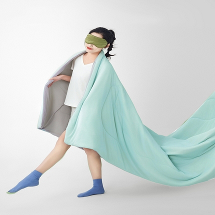 91家纺网 家纺一手货源 找家纺 米米儿家纺 2024新款A类瓜瓜凉感夏被空调被夏凉被西瓜被 冰川蓝灰