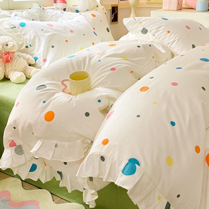 91家纺网 家纺一手货源 找家纺 （总）蓝邻 2024新款小清新韩版荷叶边四件套