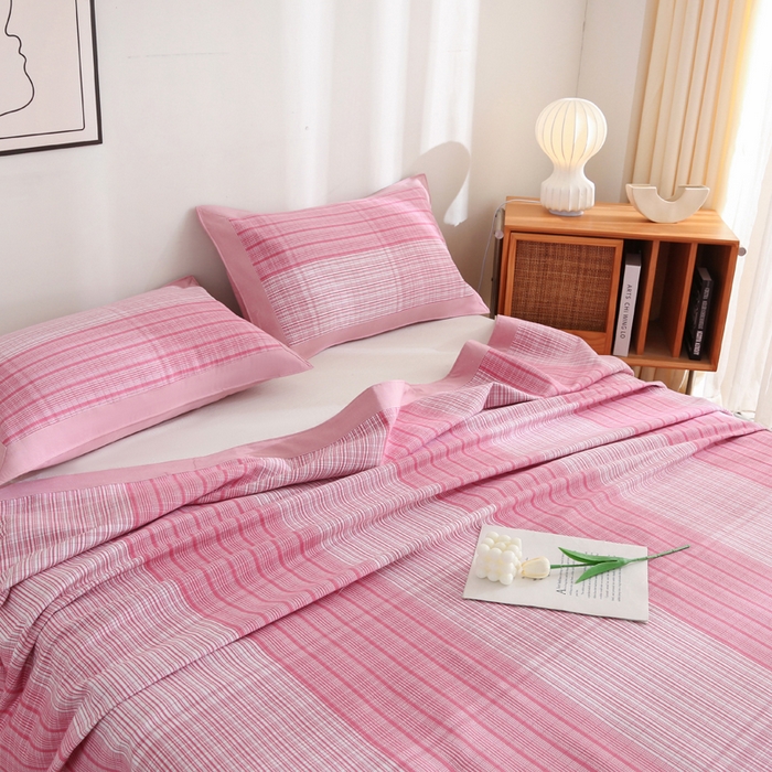 91家纺网 家纺一手货源 找家纺 首爱 2025新款全棉加厚宽边老粗布凉席三件套 乐清