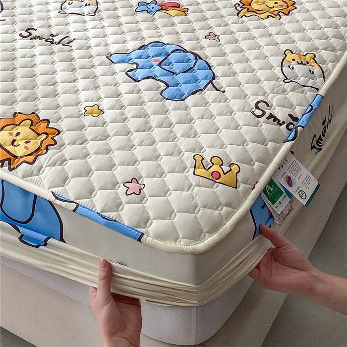 91家纺网 家纺一手货源 找家纺 九亭家纺 2024新款A类全棉抗菌夹棉床笠 全棉-动物园