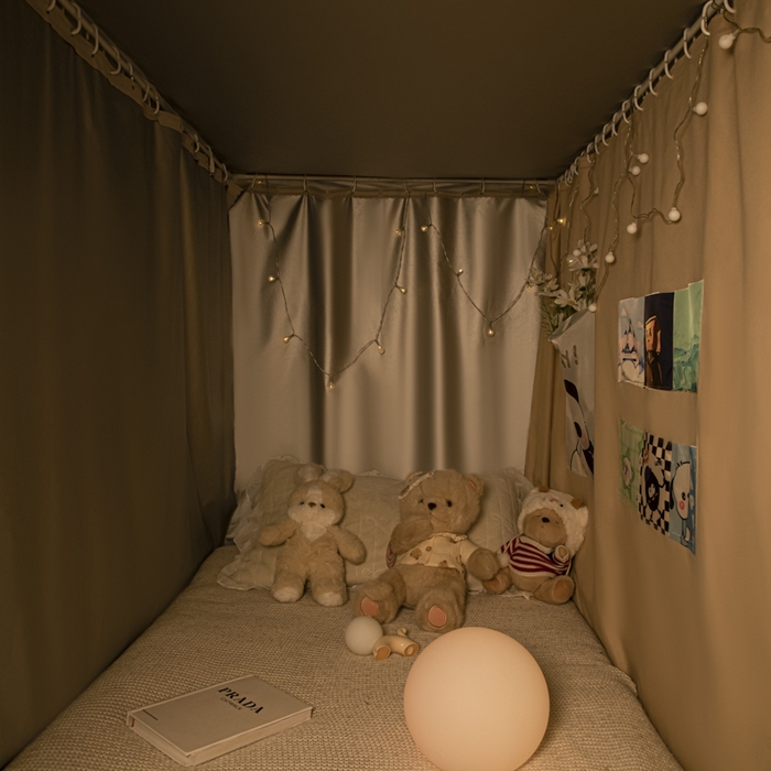 91家纺网 家纺一手货源 找家纺 澳萝拉 2024涂银99%遮光学生蚊帐 蜜糖小熊