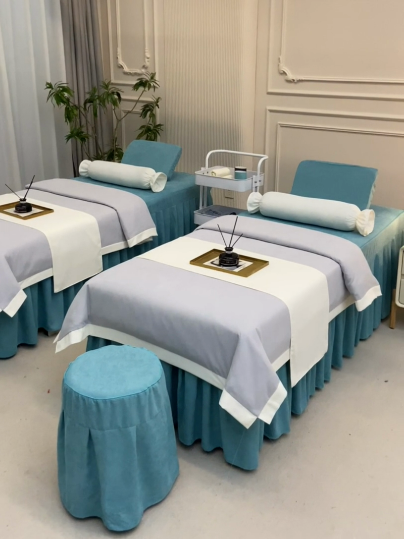 91家纺网 家纺一手货源 找家纺 不打烊家纺  (原春恩家纺) 2025新款贡棉高端床罩系列-春日寄语（此款控价128） 绿拼灰色