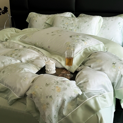 91家纺网 家纺一手货源 找家纺 （总）娇逸家居 2025新款60支兰精天丝数码印花宽边四件套