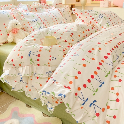 91家纺网 家纺一手货源 找家纺 （总）蓝邻 2024新款小清新韩版荷叶边四件套