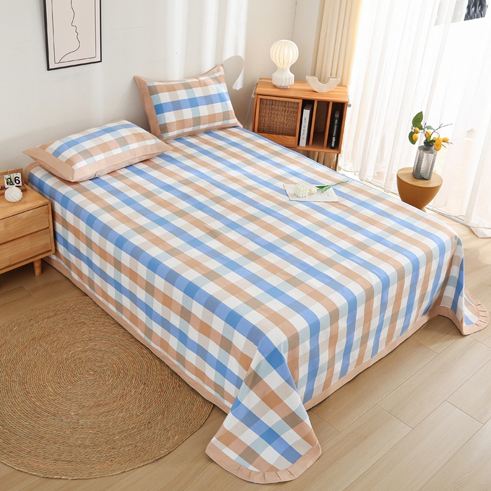 91家纺网 家纺一手货源 找家纺 首爱 2025新款全棉加厚宽边老粗布凉席三件套 天水