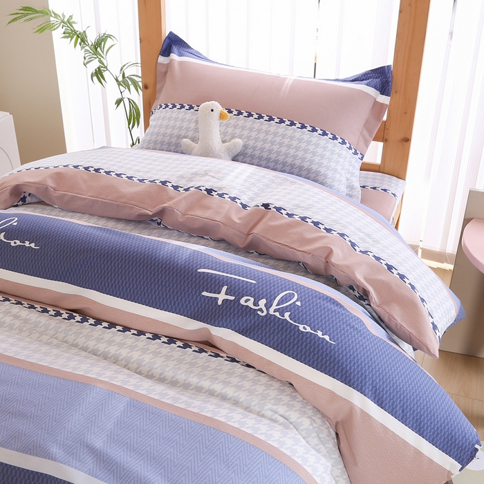 91家纺网 家纺一手货源 找家纺 凯森 133x72学生全棉三件套床单款上下铺宿舍六件套纯棉被套 留白