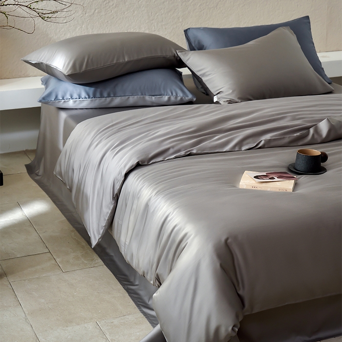 91家纺网 家纺一手货源 找家纺 沐晴家纺 2024新款天丝棉四件套 典雅灰（大理石灰）