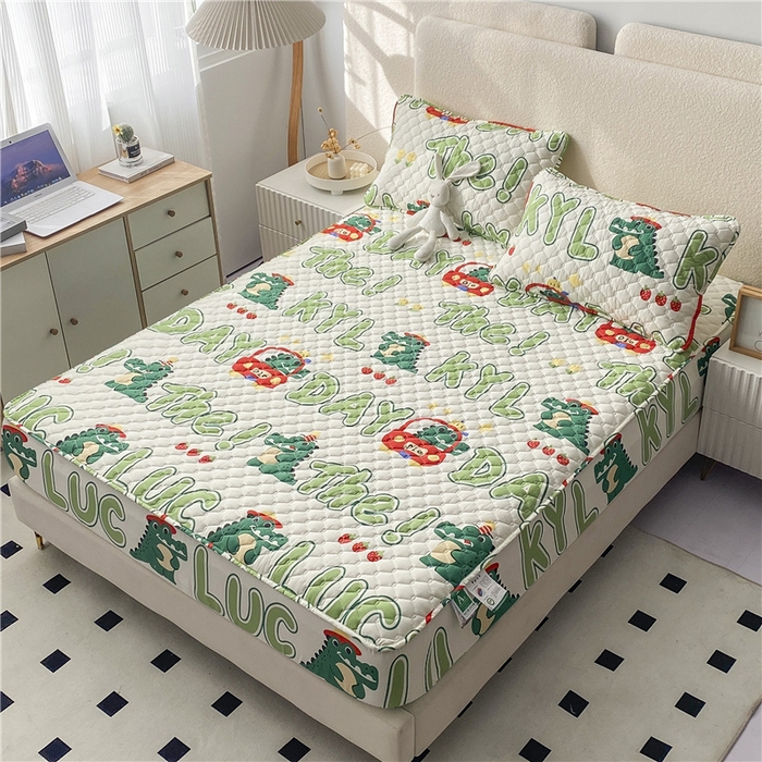 91家纺网 家纺一手货源 找家纺 九亭家纺 2024新款A类全棉抗菌夹棉床笠 全棉-鳄鱼日记