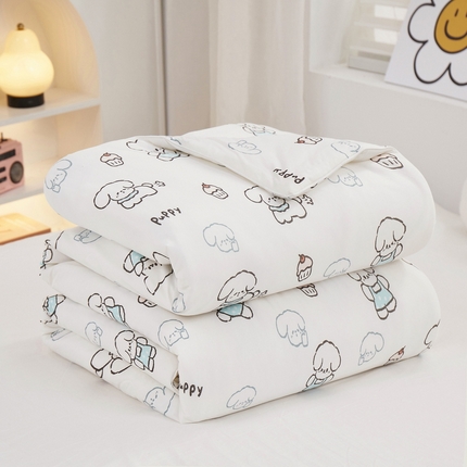 丝涟家居 2025新款A类双面针织棉卡通小清新滚绳工艺夏被 布丁狗