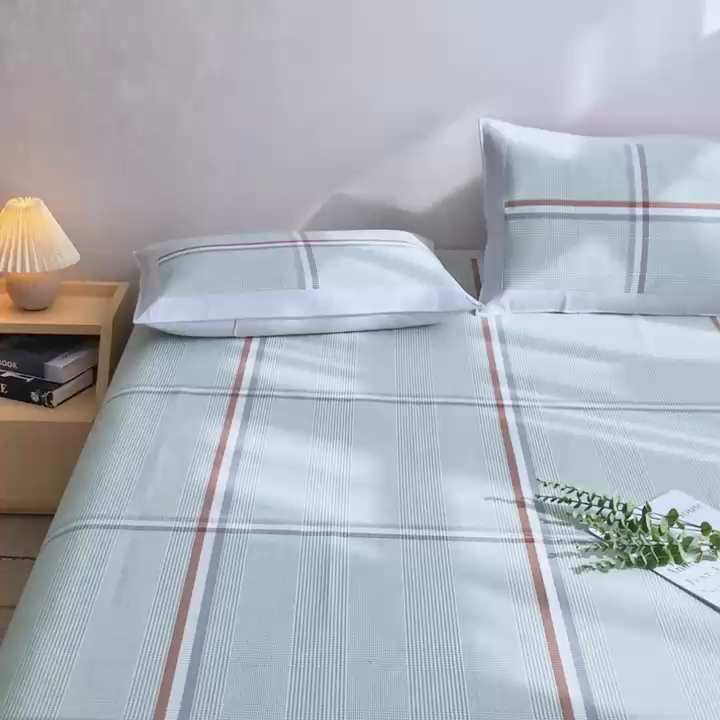 91家纺网 家纺一手货源 找家纺 棉乐町 2025新款全棉加厚宽边老粗布凉席三件套 昌黎