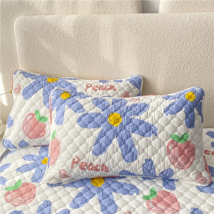 91家纺网 家纺一手货源 找家纺 九亭家纺 2024新款A类全棉抗菌夹棉床笠 全棉-水蜜桃兰