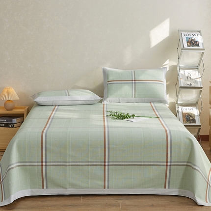 91家纺网 家纺一手货源 找家纺 （总）首爱 2025新款全棉加厚宽边老粗布凉席三件套