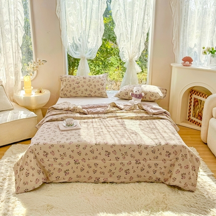 91家纺网 家纺一手货源 找家纺 梦恬佳-2024新款A类水洗双层纱夏凉被 焦糖奶酥