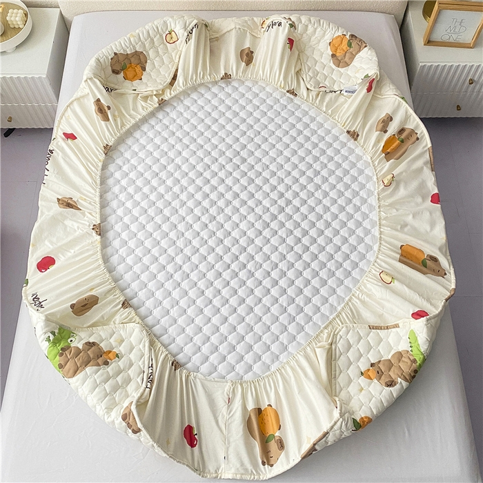 91家纺网 家纺一手货源 找家纺 九亭家纺 2024新款A类全棉抗菌夹棉床笠 全棉-鳄鱼萌宠