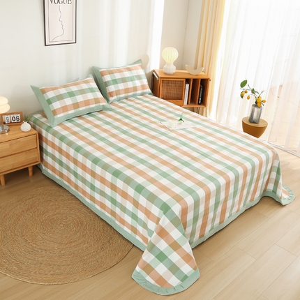 91家纺网 家纺一手货源 找家纺 （总）棉乐町 2025新款全棉加厚宽边老粗布凉席三件套