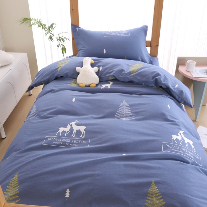 91家纺网 家纺一手货源 找家纺 凯森2024新款133x72全棉三件套纯棉学生床笠宿舍被套上下铺寝室六件套 一路繁程