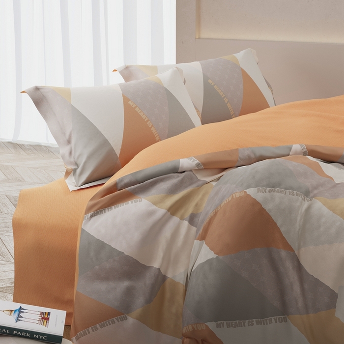 91家纺网 家纺一手货源 找家纺 栩裕纺织 2024新款柔柔棉数码印花四件套 贝拉-橙