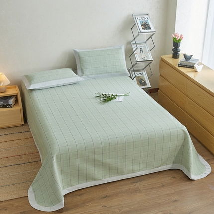 棉乐町 2025新款全棉加厚宽边老粗布凉席三件套 朝歌