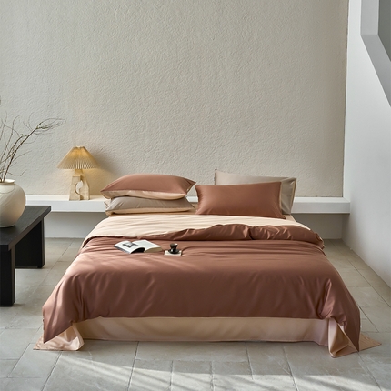 沐晴家纺 2024新款天丝棉四件套 古铜（红棕-风衣米）