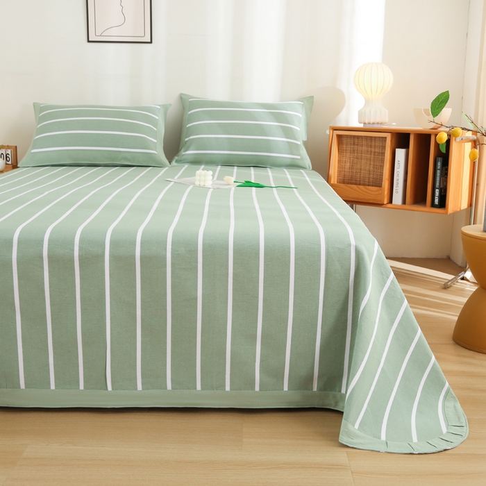 91家纺网 家纺一手货源 找家纺 棉乐町 2025新款全棉加厚宽边老粗布凉席三件套 崇安