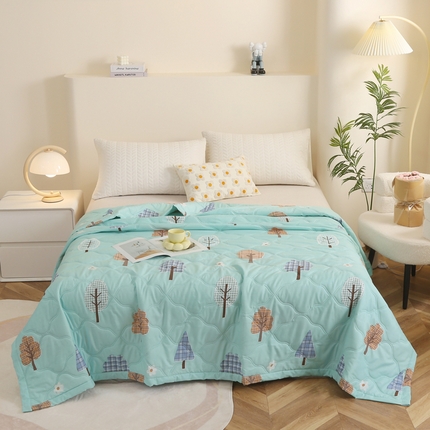 被多多 2024新款清新印花亲肤绒夏被 小森林-绿