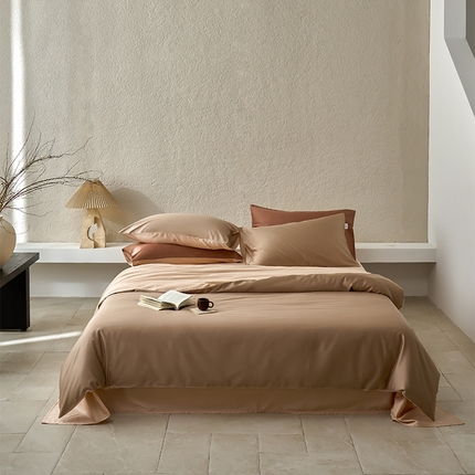 沐晴家纺 2024新款天丝棉四件套 茶棕（淡雅米-风衣米）