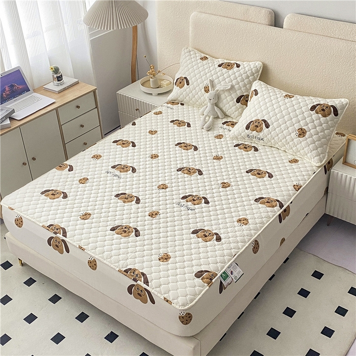 91家纺网 家纺一手货源 找家纺 九亭家纺 2024新款A类全棉抗菌夹棉床笠 全棉-饼干狗