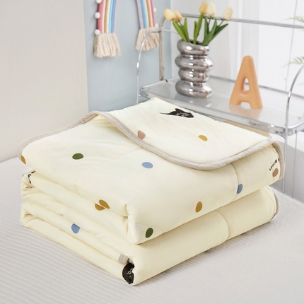 丝涟家居 2025新款A类卡通小清新双面印花凉感丝夏被 波点猫
