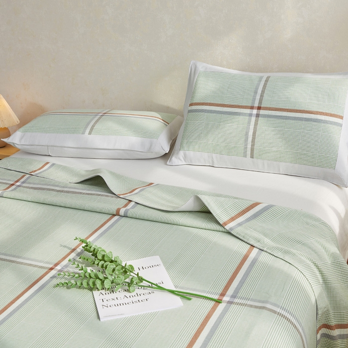 91家纺网 家纺一手货源 找家纺 首爱 2025新款全棉加厚宽边老粗布凉席三件套 昌黎